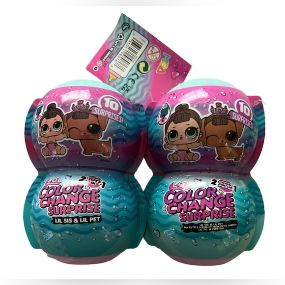 2 NWT 2-N-1 LOL Surprise Me&My Lil Sis+Lil Pet Color Change Dolls w/10 surprise - Picture 1 of 12